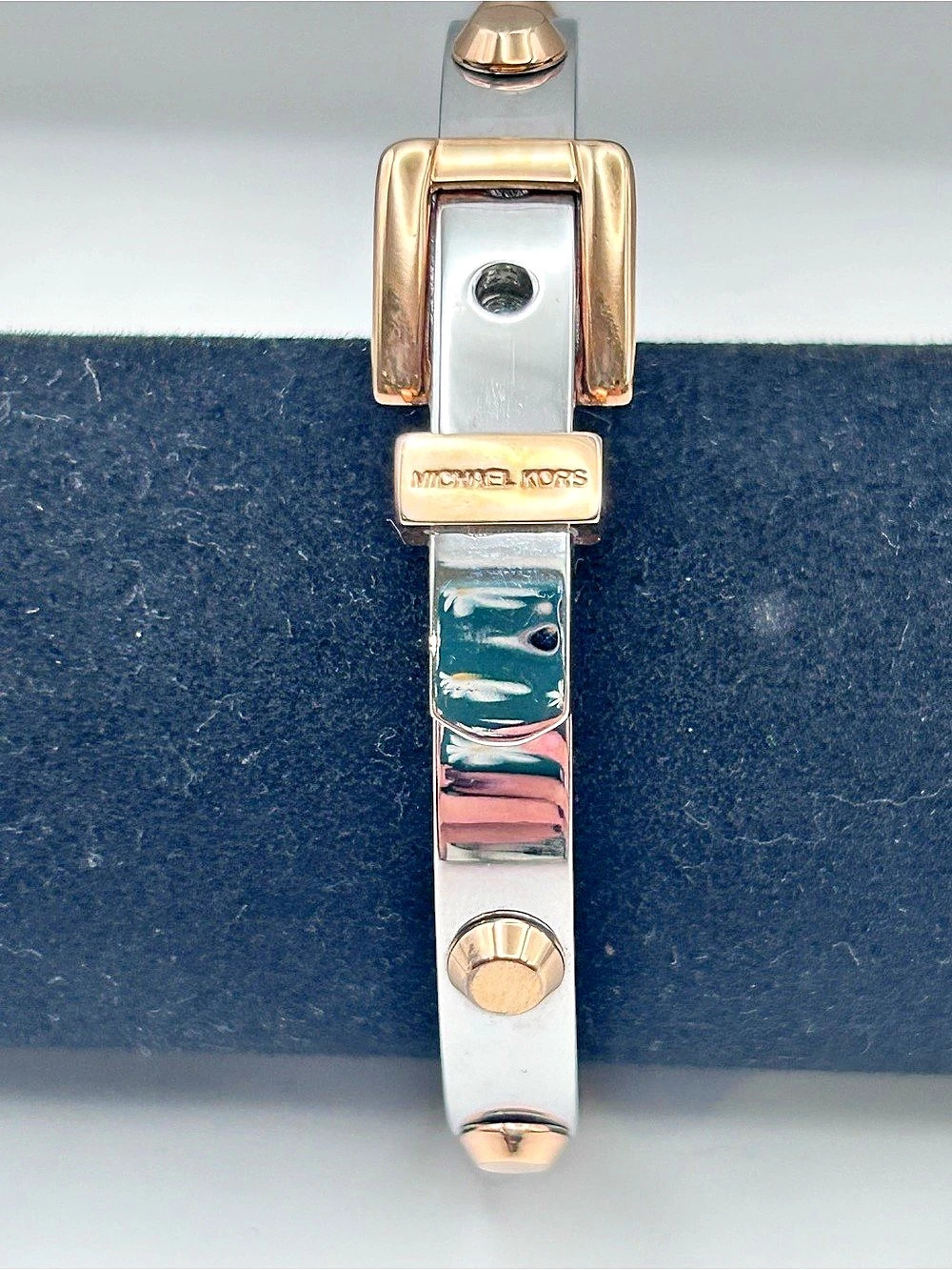 Michael Kors Astor Studded Buckle Bangle Silver & Gold